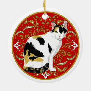 Calico-Cat-Barock Keramikornament