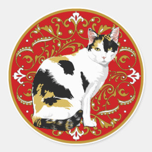 Calico Cat Barock Runder Aufkleber