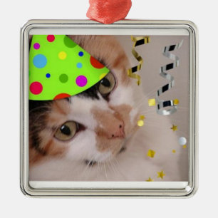 Calico Cat Birthday Party Ornament Aus Metall