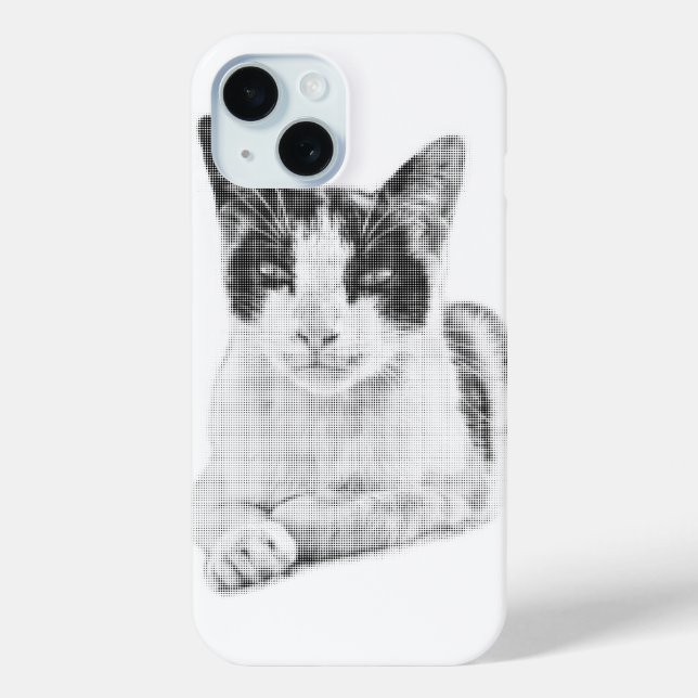 Calico-Cat-Comic-Halfton Case-Mate iPhone Hülle (Rückseite)