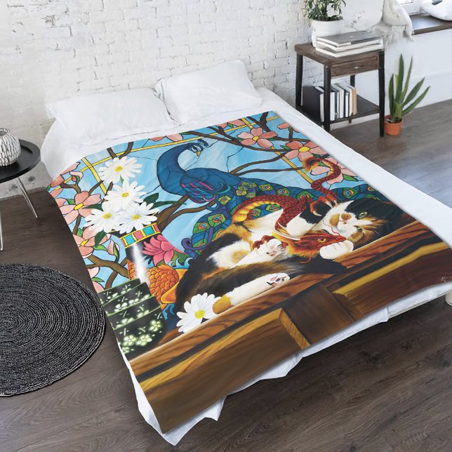 Calico Cat Dragon Red Fleecedecke (Von Creator hochgeladen)