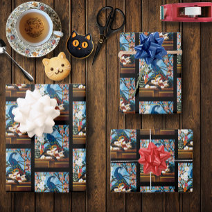 Calico Cat Dragon Red Geschenkpapier Set