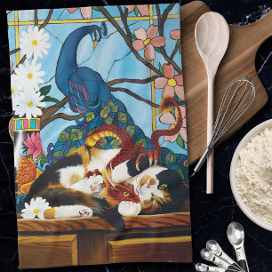 Calico Cat Dragon Red Geschirrtuch