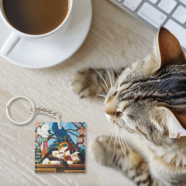 Calico Cat Dragon Red QR Code Schlüsselanhänger (Von Creator hochgeladen)