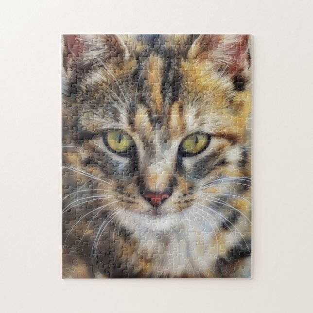 Calico Cat Face Art Puzzle (Vertikal)