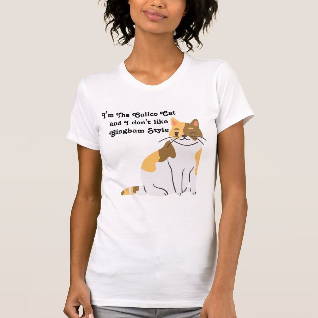 Calico Cat Gingham Dog Spoof T-Shirt (Vorderseite)
