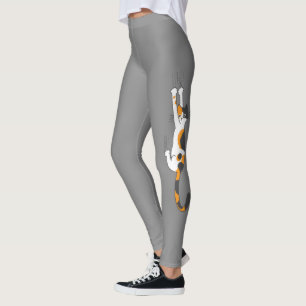 Calico Cat hanging on   Funny Cat Lover Leggings