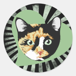 Calico Cat Keramik Runder Aufkleber