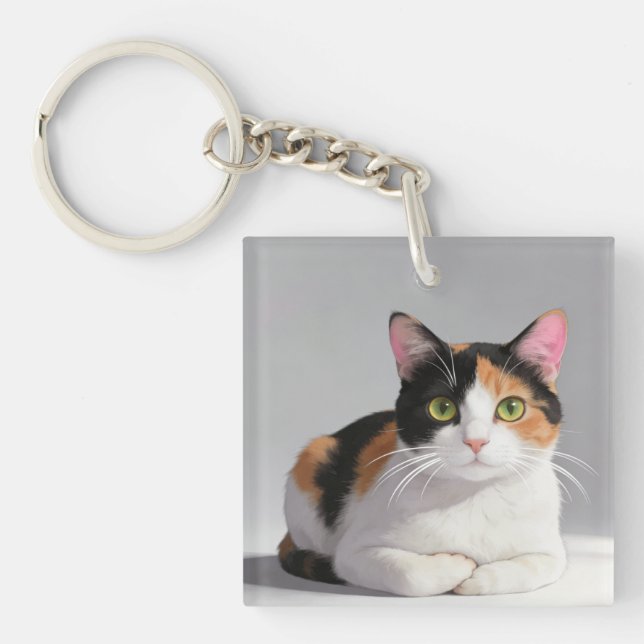 Calico Cat Keychain Schlüsselanhänger (Vorderseite)