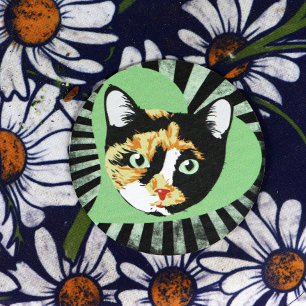 Calico Cat Liebe Runder Pappuntersetzer