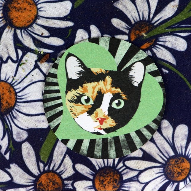 Calico Cat Liebe Runder Pappuntersetzer (Von Creator hochgeladen)
