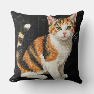 Calico Cat Mosaic Portrait Kissen