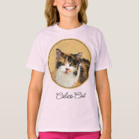 Calico Cat Painting - Niedlich Original Cat Art T-