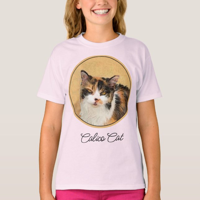 Calico Cat Painting - Niedlich Original Cat Art T- T-Shirt (Vorderseite)