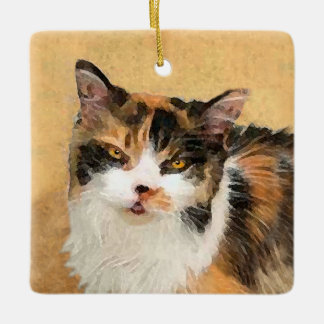 Calico Cat Painting - Niedliche Original Cat Art Keramikornament