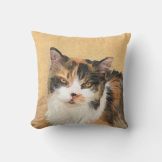 Calico Cat Painting - Niedliche Original Cat Art Kissen Für Draußen