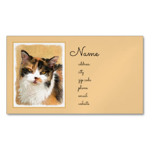 Calico Cat Painting - Niedliche Original Cat Art Magnetische Visitenkarte