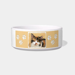 Calico Cat Painting - Niedliche Original Cat Art Napf