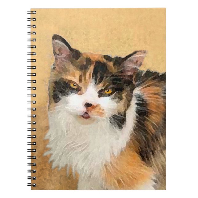 Calico Cat Painting - Niedliche Original Cat Art Notizblock (Vorderseite)