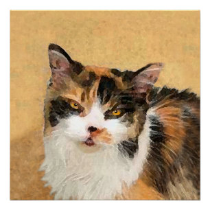 Calico Cat Painting - Niedliche Original Cat Art Poster