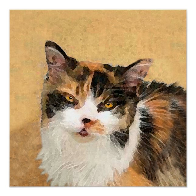 Calico Cat Painting - Niedliche Original Cat Art Poster (Vorderseite)