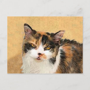 Calico Cat Painting - Niedliche Original Cat Art Postkarte