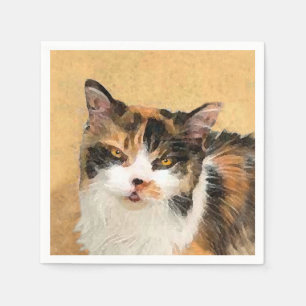 Calico Cat Painting - Niedliche Original Cat Art Serviette
