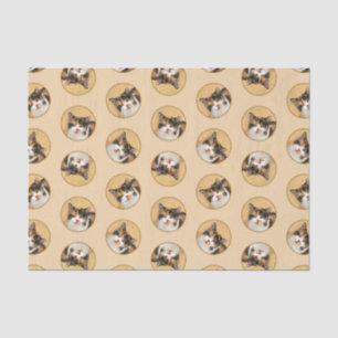 Calico Cat Portrait Malerei Niedliche Kunst Seidenpapier