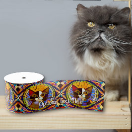 Calico Cat Portrait Mosaic - Optionaler Name / Tex Ripsband