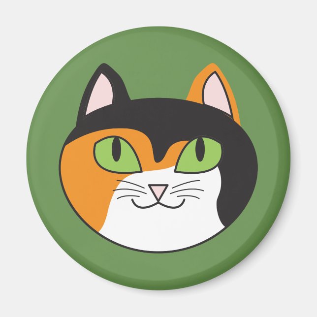 Calico Cat Round Magnet (Vorne)