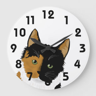 Calico Cat Wall Clock Große Wanduhr