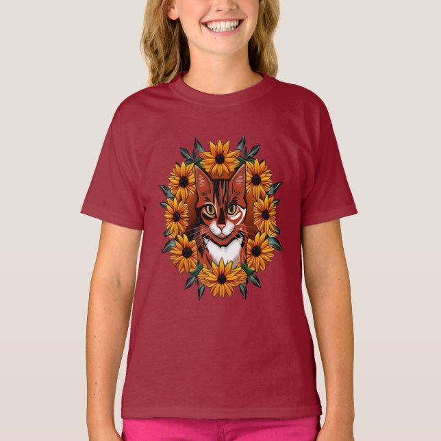 Calico Cat With Black-eyed Susan Maryland State  T-Shirt (Vorderseite)
