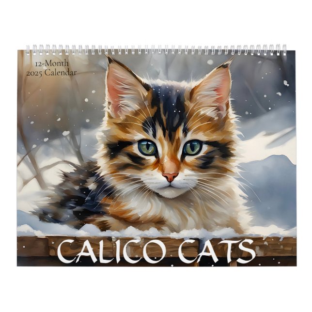 Calico Cats Aquarell Art 12-Monat 2025 Kalender (Titelbild)