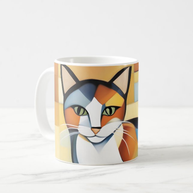 Calico Cubism A Feline Kaffeetasse (Vorderseite Links)