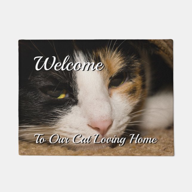 Calico Face Welcome Doormat Fußmatte (Vorderseite)