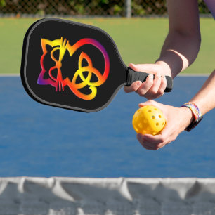 Calico Gradient Trinity Knot Celtic Cat Pickleball Schläger