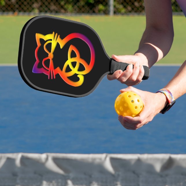 Calico Gradient Trinity Knot Celtic Cat Pickleball Schläger (InSitu)