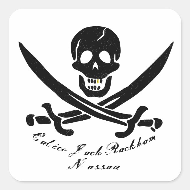 Calico Jack Nassau Pirate Flag Piratenflagge Quadratischer Aufkleber (Vorderseite)