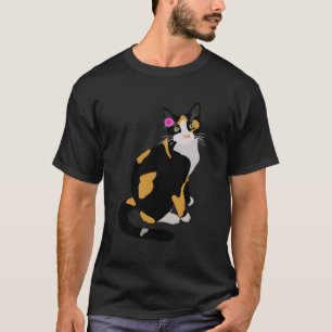 Calico Katze mit rosa Blume Calico Mama Chat Lover T-Shirt