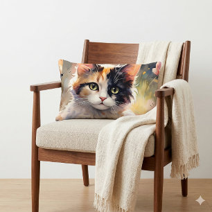 Calico Katze und Schmetterlinge im Frühlingspark Lendenkissen