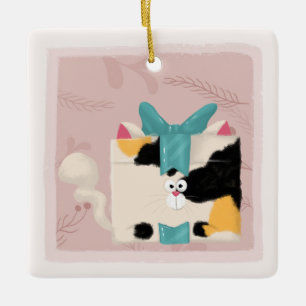 Calico Katze Weihnachten Keramik Ornament