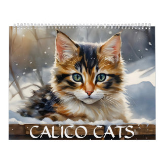 Calico-Katzen-Aquarell-Kunst 12-Monate-Kalender 20 Kalender