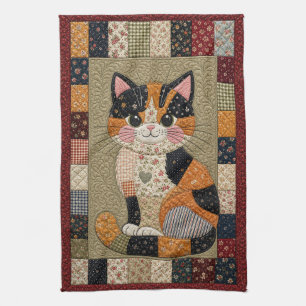 Calico-Katzen-Quilt Geschirrtuch