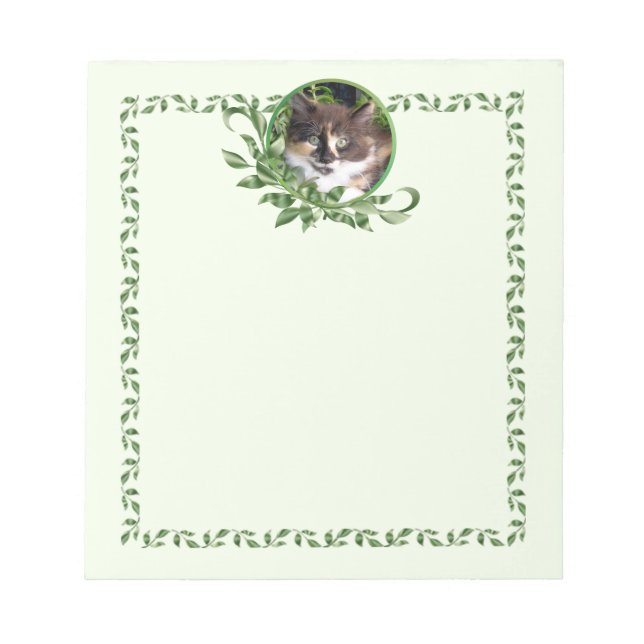 Calico Kitten Garden Green Notepad Notizblock (Vorderseite)