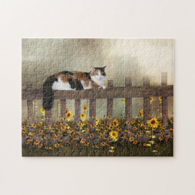 Calico Kitty und Blume Puzzle (Horizontal)