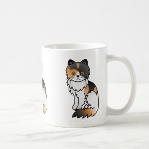 Calico Persian Cat Niedlicher Cartoon Zeichnend Kaffeetasse