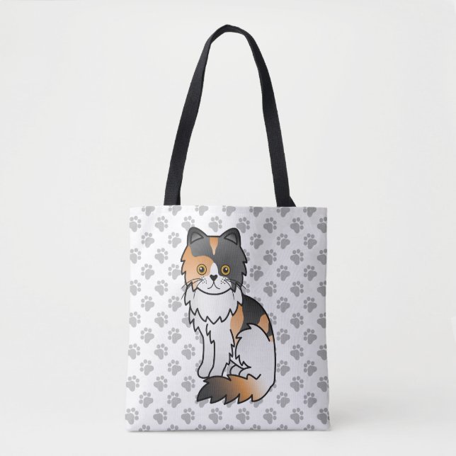 Calico Persian Niedlich Cartoon Cat & Paws (Vorderseite)