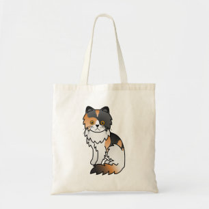 Calico Persischer Niedlicher Cartoon Cat Illustrat Tragetasche