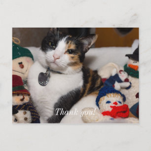 Calico und Schneemänner Postkarte