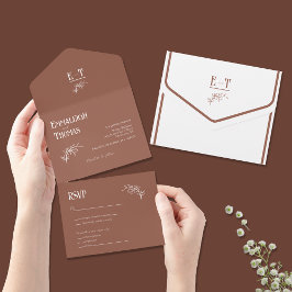 Caliente Cocoa Einfache moderne Hochzeit All In One Einladung